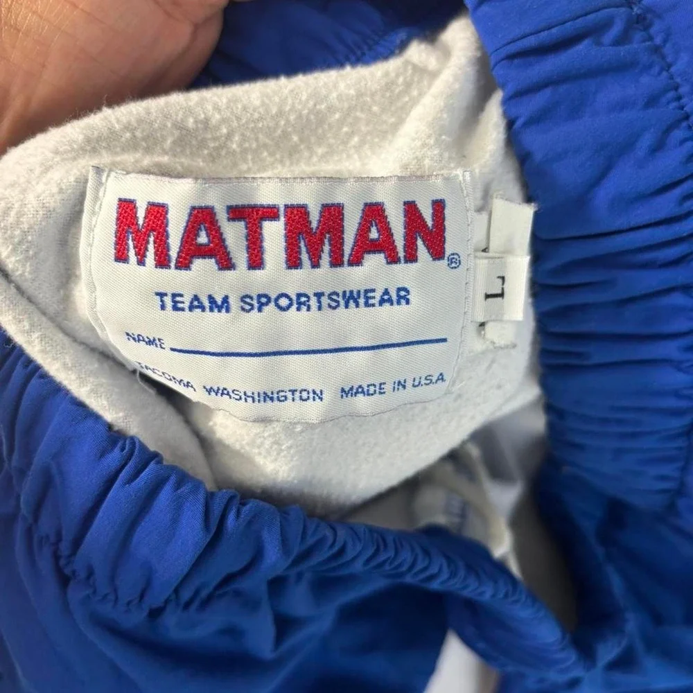 Matman Team Sportswear Mens Blue Baggy Track Pants Y2K Athletic Large USA Made